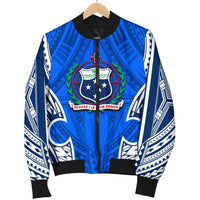 Samoa Polynesian Men's Bomber Jacket - Samoan Pattern With Seal Blue - Polynesian Pride