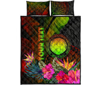 Northern Mariana Islands Personalised Quilt Bed Set - Hibiscus and Banana Leaves - Polynesian Pride