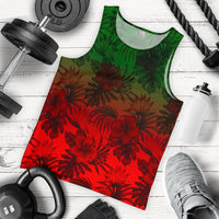 Polynesian Men's Tank Top - Red Hibiscus Patterns Red - Polynesian Pride