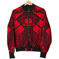 Samoa Polynesian Men's Bomber Jacket - Samoa Red Seal with Polynesian Tattoo - Polynesian Pride