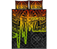 Hawaii Personalised Quilt Bed Sets - Kanaka Maoli With Polynesian Pattern In Heartbeat Style (Reggae) - Polynesian Pride