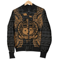 Samoa Polynesian Men's Bomber Jacket Map Gold - Polynesian Pride