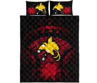 Papua New Guinea Polynesian Quilt Bed Set Hibiscus Red - Polynesian Pride