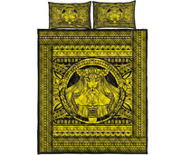Hawaii Polynesian Pele Kanaka Quilt Bed Set Yellow - Polynesian Pride