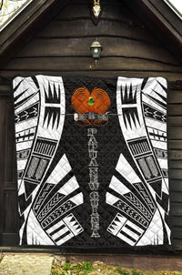 Papua New Guinea Premium Quilt - Papua New Guinea Coat Of Arsms Polynesian White Tattoo - Polynesian Pride