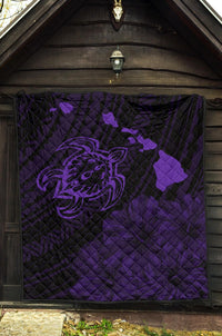 Hawaii Sea Turtle Is Swimming Toward Premium Quilt Purple - Polynesian Pride