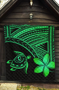 Hawaii Quilt - Hawaii Turtle Plumeria Quilt Green - Polynesian Pride