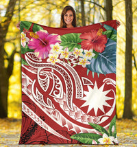 Nauru Polynesian Premium Blanket - Summer Plumeria (Red) - Polynesian Pride