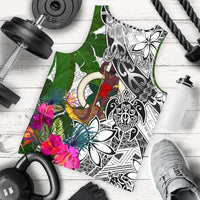 Vanuatu Custom Personalised Men's Tank Top White - Turtle Plumeria Banana Leaf White - Polynesian Pride