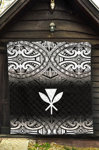 Hawaii Premium Quilt - White Kanaka Maoli Polynesian Tattoo & Black Frog - Polynesian Pride