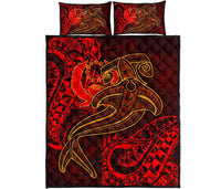 Pohnpei Quilt Bed Set - Red Shark Polynesian Tattoo - Polynesian Pride