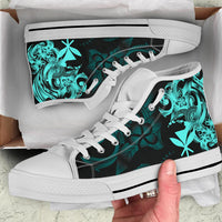 Polynesian Hawaii High Top Shoes - Kanaka Maoli Blue Turtle - Polynesian Pride