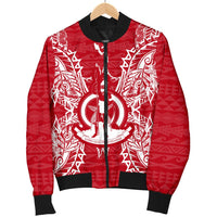 Vanuatu Polynesian Men's Bomber Jacket Map Red White - Polynesian Pride