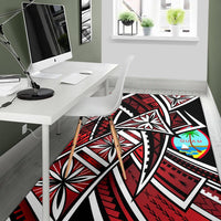 Guam Area Rug - Tribal Flower Special Pattern Red Color - Polynesian Pride