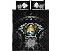 Nauru Polynesian Quilt Bed Set Hibiscus Gray - Polynesian Pride