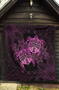 Hawaii Premium Quilt - Turtle Strong Pattern Hibiscus Plumeria Pink AH - Polynesian Pride