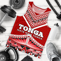 Mate Ma'a Tonga Pattern Men's Tank Top Red - Polynesian Pride