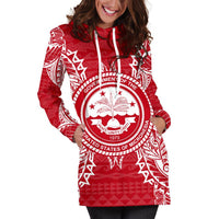 Federated States Of Micronesian Hoodie Dress Map Red White - Polynesian Pride