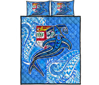 Fiji Quilt Bed Set - Blue Shark Polynesian Tattoo - Polynesian Pride
