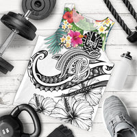 Tahiti Polynesian Men's Tank Top - Summer Plumeria (White) White - Polynesian Pride