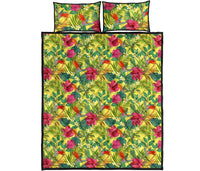 Hawaii Quilt Bed Set Tropical Leaves And Flowers AH - Polynesian Pride