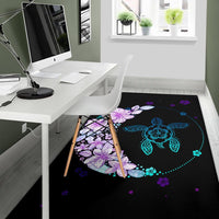 Hawaiian Hibiscus Plumeria Turtle Colorful Flower Rug - Polynesian Pride