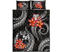Tonga Polynesian Quilt Bed Set - White Plumeria - Polynesian Pride