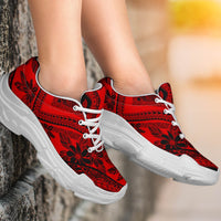 Polynesian Plumeria Mix Red Black Chunky Sneakers - Polynesian Pride