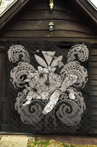 Hawaii Turtle Wave Polynesian Premium Quilt - Hey Style Gray - Polynesian Pride