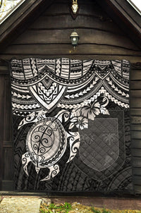 Fiji Polynesian Premium Quilt - Fiji Flag & White Turtle Hibiscus - Polynesian Pride