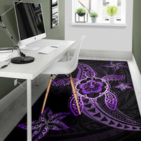 Kanaka Map Hibiscus Plumeria Turtle Art Polynesian Area Rug Violet AH - Polynesian Pride