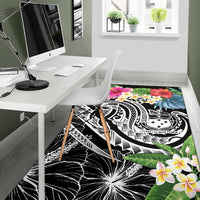 Polynesian Samoa Area Rug - Summer Plumeria (Black) - Polynesian Pride