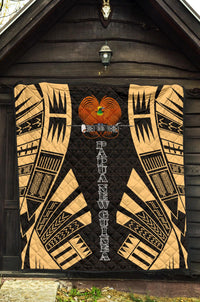Papua New Guinea Premium Quilt - Papua New Guinea Coat Of Arsms Polynesian Gold Tattoo - Polynesian Pride
