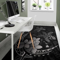 Hawaii Polynesian Turtle Plumeria Rug - Pog Style Gray - Polynesian Pride