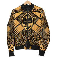 Guam Polynesian Men's Bomber Jacket - Guam Gold Seal with Polynesian Tattoo - Polynesian Pride