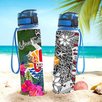 Tahiti Custom Personalised Hydro Tracking Bottle White - Turtle Plumeria Banana Leaf - Polynesian Pride