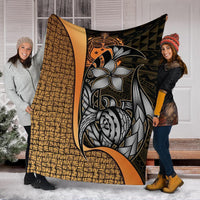 Samoa Polynesian Premium Blanket Gold - Turtle With Hook - Polynesian Pride
