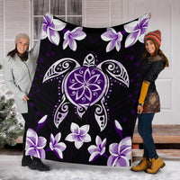 Hawaiian Violet Turtle Plumeria Blanket - Polynesian Pride