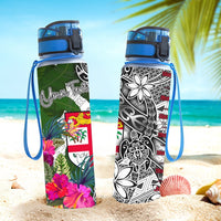 Fiji Custom Personalised Hydro Tracking Bottle White - Turtle Plumeria Banana Leaf - Polynesian Pride