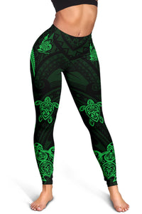 New Caledonia Women's Leggings - Green Tentacle Turtle - Polynesian Pride