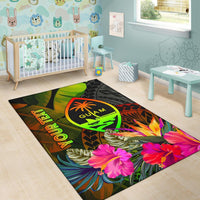 Guam Polynesian Personalised Area Rug - Hibiscus and Banana Leaves - Polynesian Pride