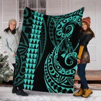 Hawaii Kakau Turquoise Polynesian Premium Blanket - Polynesian Pride