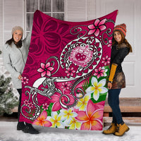 Samoa Premium Blanket - Turtle Plumeria (Pink) - Polynesian Pride