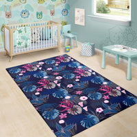 Tropical Palm Tree And Flower Rug - Polynesian Pride