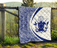 Cook Islands Coat Of Arms Polynesian Premium Quilt - Circle Style - 05 - Polynesian Pride