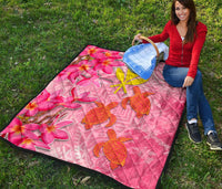 Hawaii Premium Quilt - Polynesian Pink Plumeria Turtle - Polynesian Pride