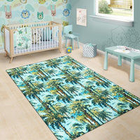 Tropical Palm Trees Blue Rug - Polynesian Pride