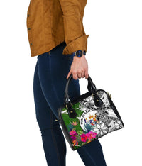 Niue Shoulder Handbag White - Turtle Plumeria Banana Leaf - Polynesian Pride