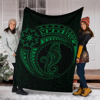 Seahorse Polynesian Blanket - Polynesian Tattoo Green - Polynesian Pride
