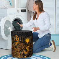 Northern Mariana Islands Laundry Basket - Polynesian Turtle Hibiscus Gold - Polynesian Pride